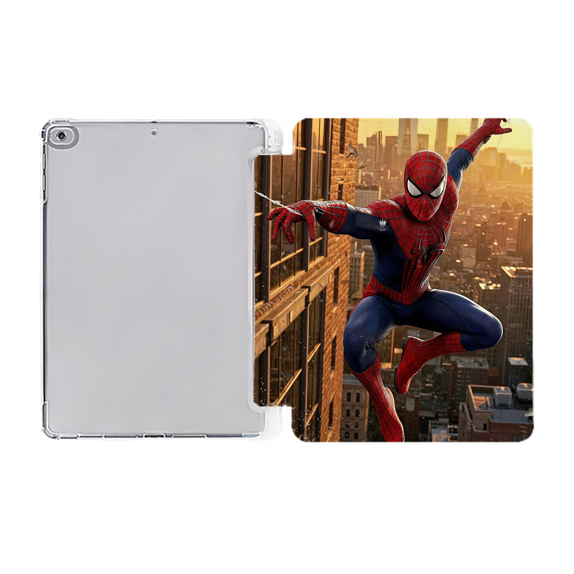 （画像用） Spider Man スパイダーマン IPad ケース ペン収納付き 三つ折りスタンド PUレザー×シリコン 対応機種9.5/10.5/10.9インチ